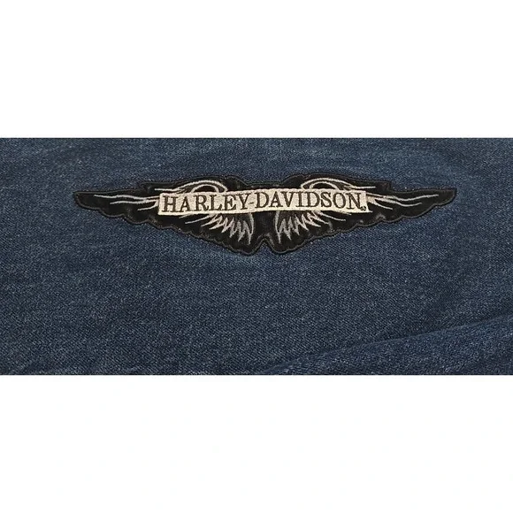 Vtg Original Harley Davidson Women's Jacket L Denim Biker Motorcycle Y2K - Picture 9 of 9